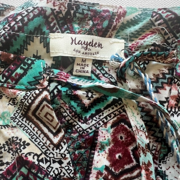 Hayden Womens Mini Dress Multicolor Patchwork V Neck Sleeveless Lace Trim Boho M - Picture 5 of 7